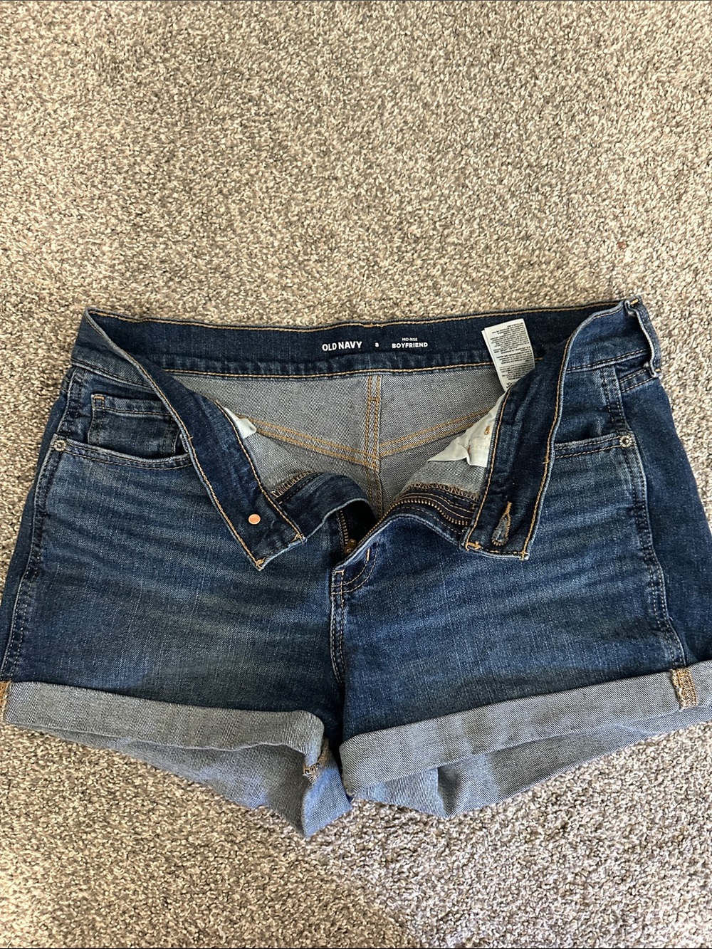 Old Navy Dark Blue Rolled Hem Boyfriend Denim Shorts
